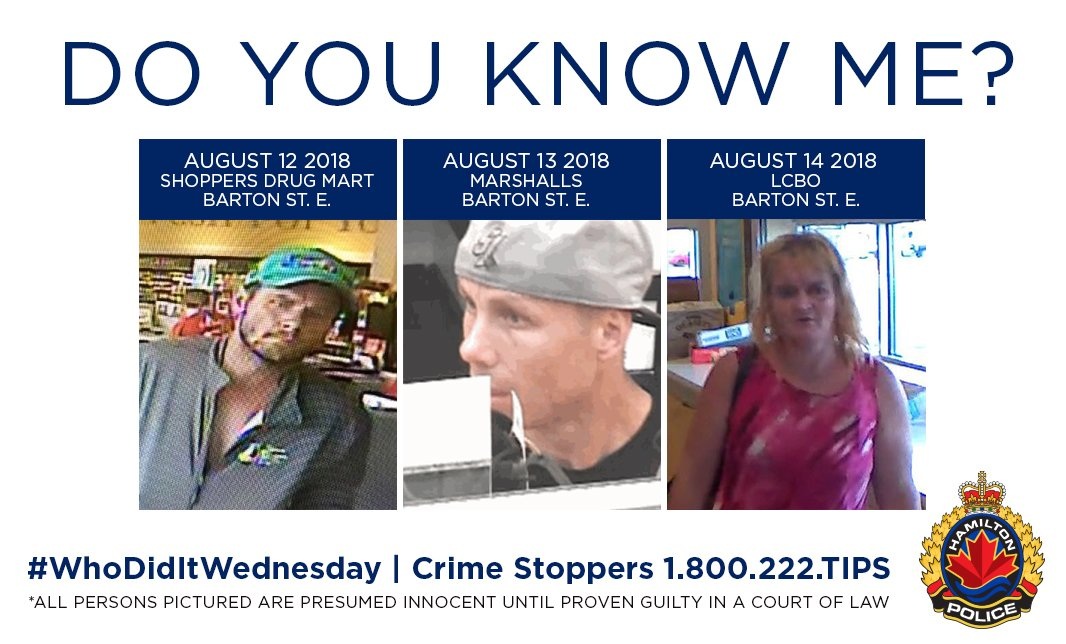 Suspects wanted in connection with retail thefts in Hamilton. 