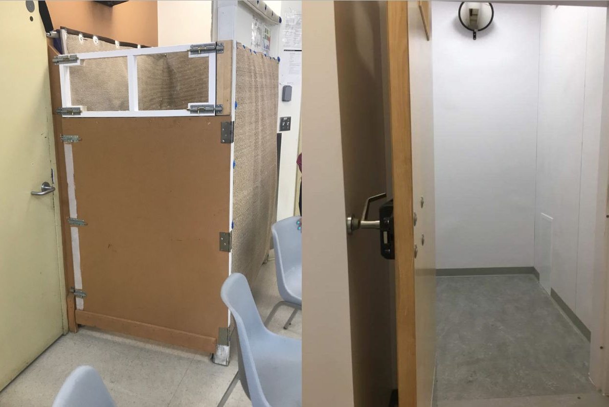 Examples of seclusion rooms, provided by Inclusion Alberta. 