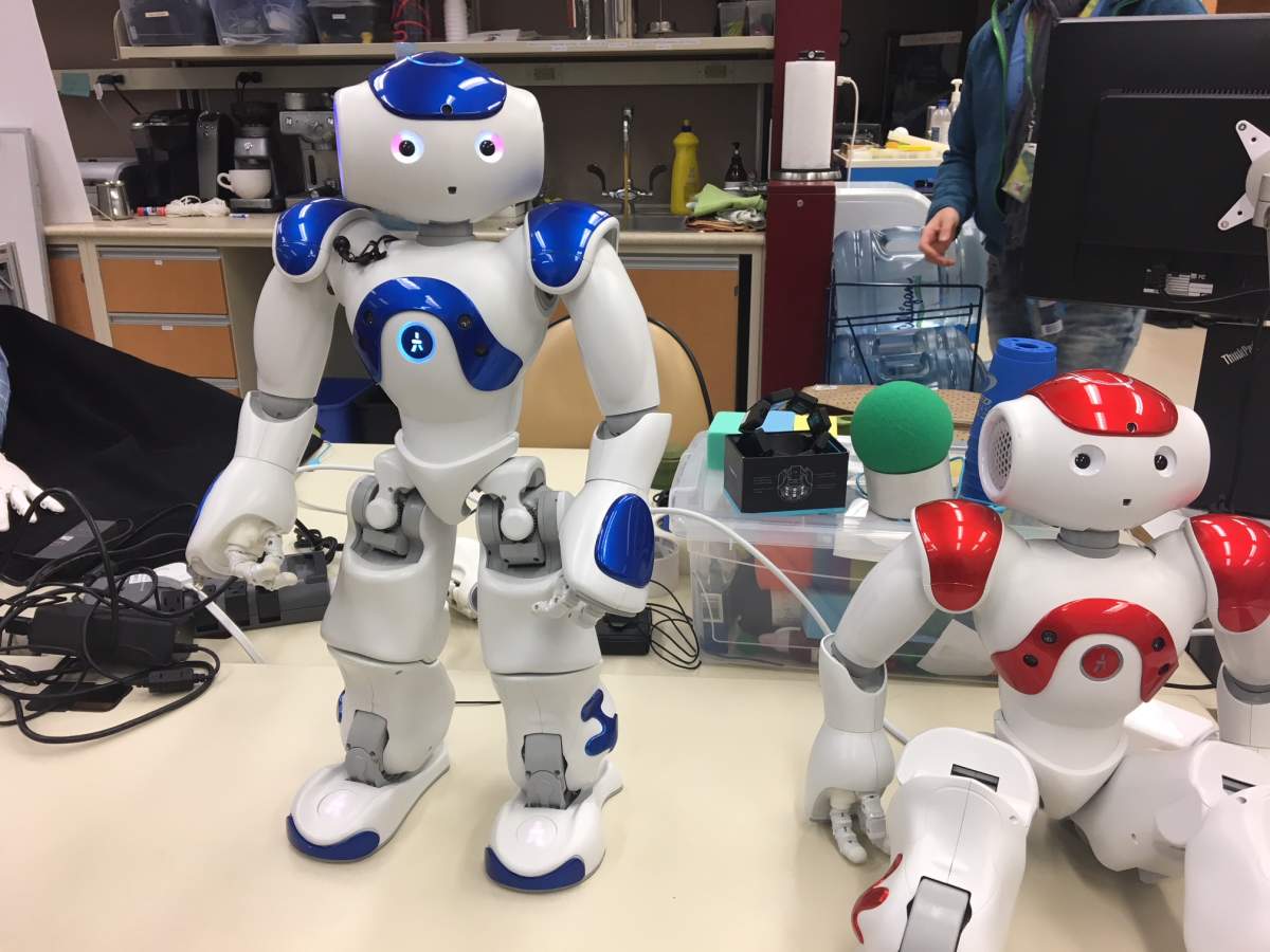 Blueberry and Raspberry, two AI-enabled robots at the University of Alberta. Sept. 27, 2018.