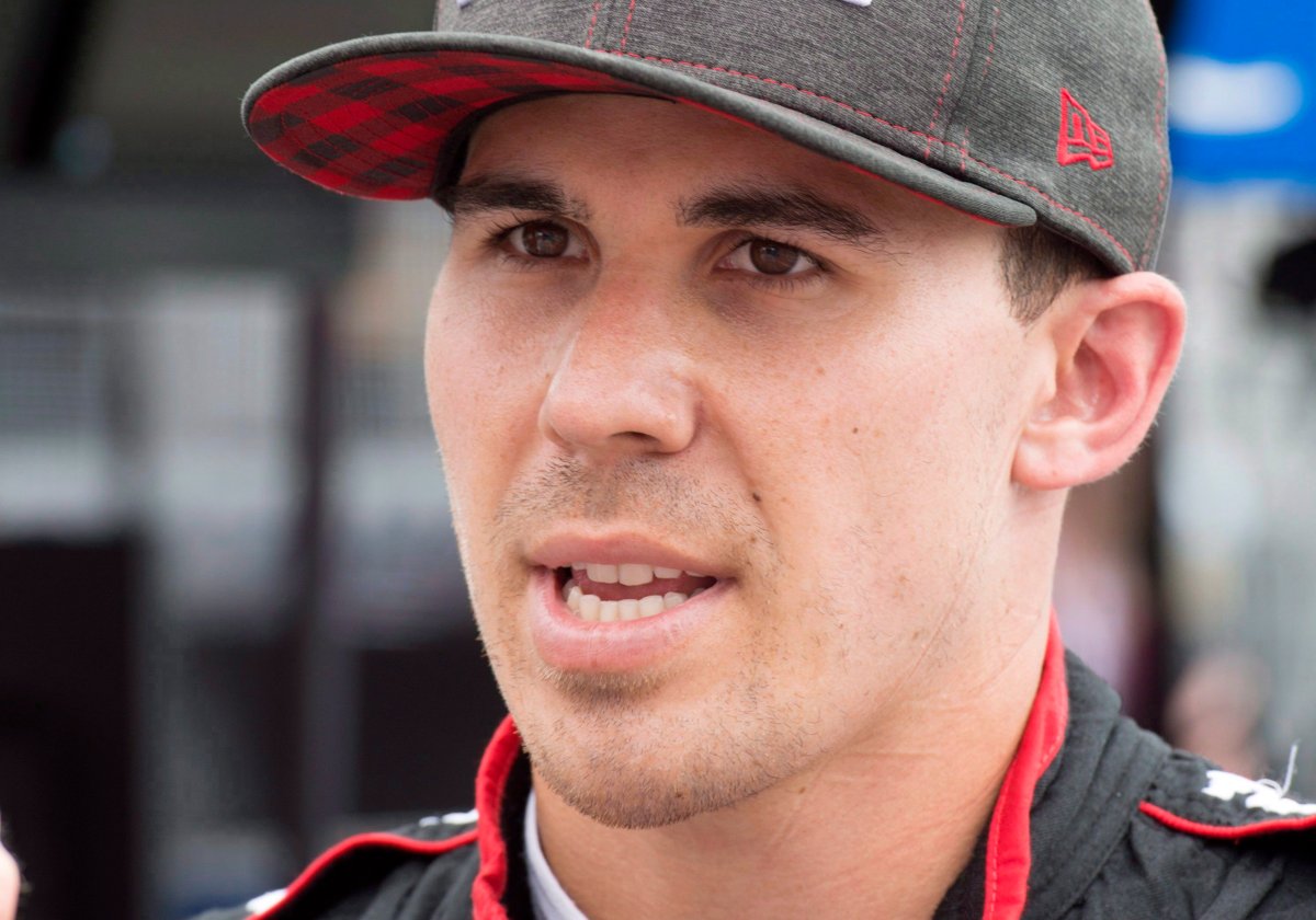 Robert Wickens talks after the second practice session for the Toronto Indy in Toronto on Friday July 13, 2018. THE CANADIAN PRESS/Frank Gunn.