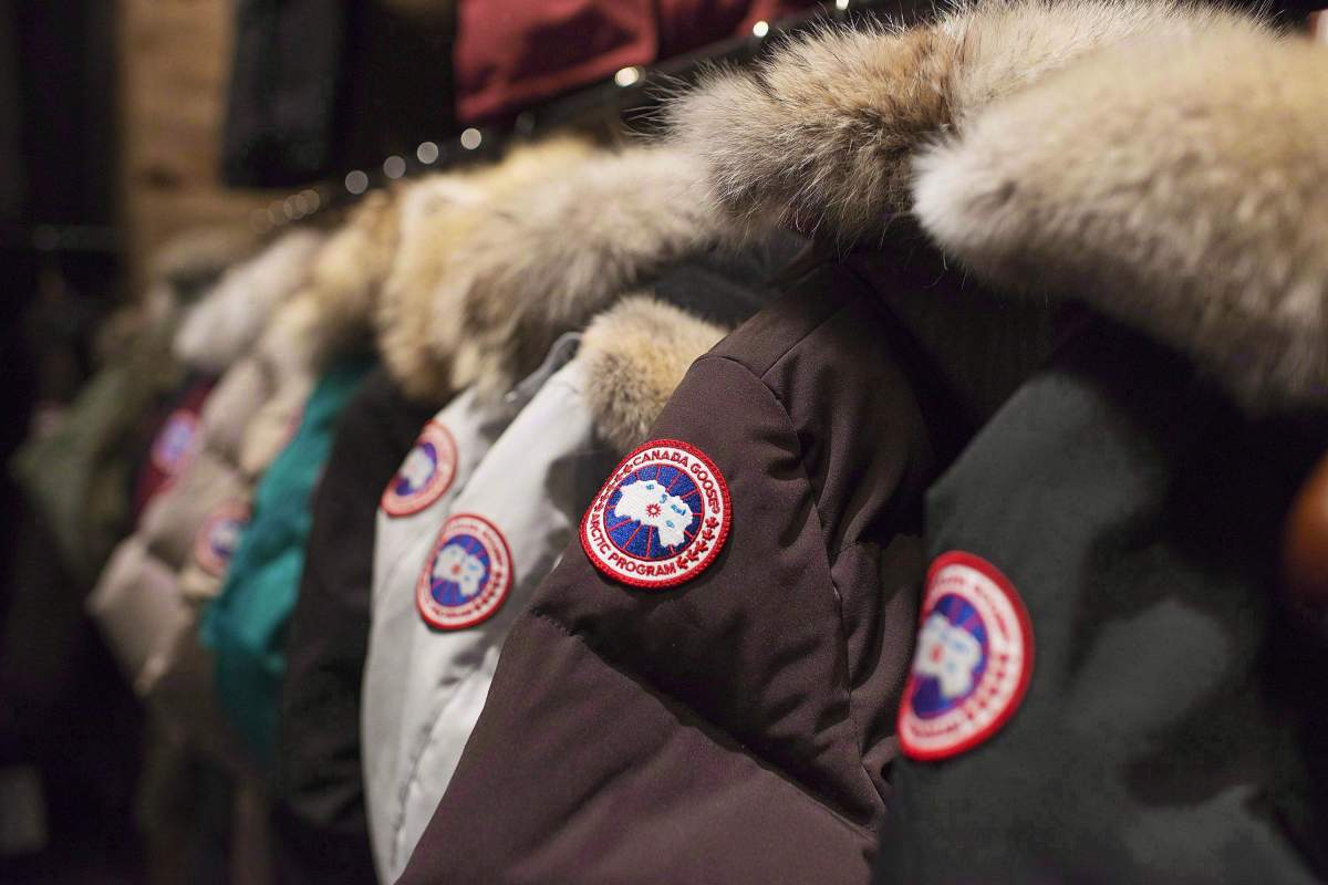 Jackets are on display at the Canada Goose Inc. showroom in Toronto on Thursday, November 28, 2013. Luxury jacket maker Canada Goose Holdings Inc. reported a net loss of $18.7 million in its first quarter as it pushed further into international markets. THE CANADIAN PRESS/Aaron Vincent Elkaim