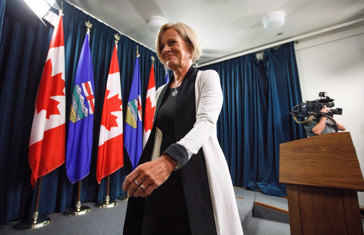 Alberta Premier Rachel Notley leaves a news conference in Edmonton on Thursday August 30, 2018. THE CANADIAN PRESS/Jason Franson.