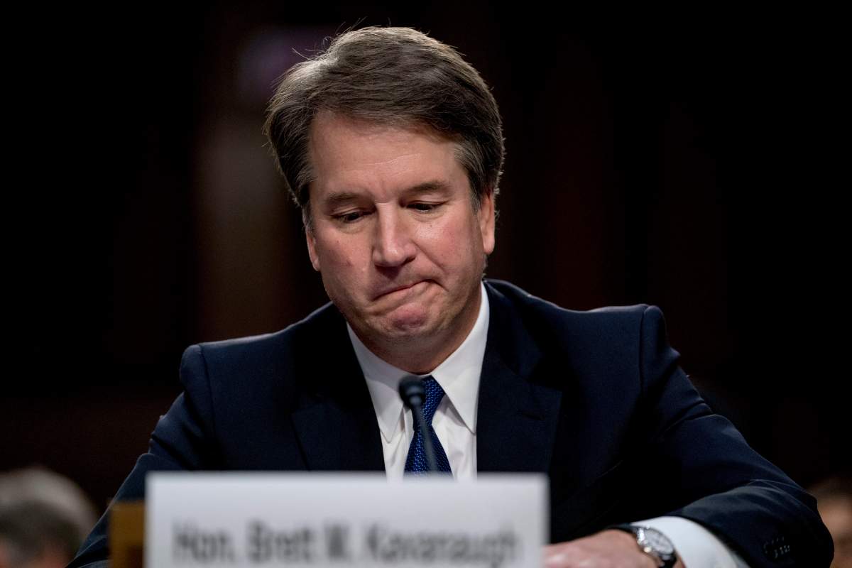 President Donald Trump’s Supreme Court nominee, Brett Kavanaugh becomes emotional as he gives his opening statement before the Senate Judiciary Committee on Capitol Hill in Washington, Tuesday, Sept. 4, 2018, to begin his confirmation to replace retired Justice Anthony Kennedy.