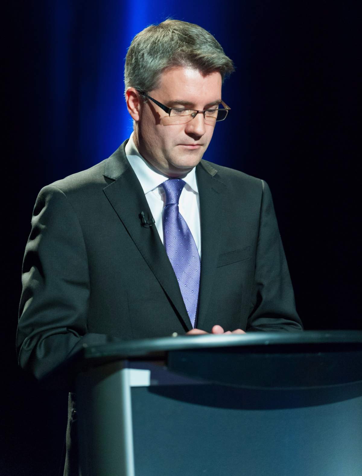 People’s Alliance leader Kris Austin participaties in a televised debate of the provincial election which was held in Riverview, New Brunswick on Wednesday September 12, 2018. THE CANADIAN PRESS/Marc Grandmaison