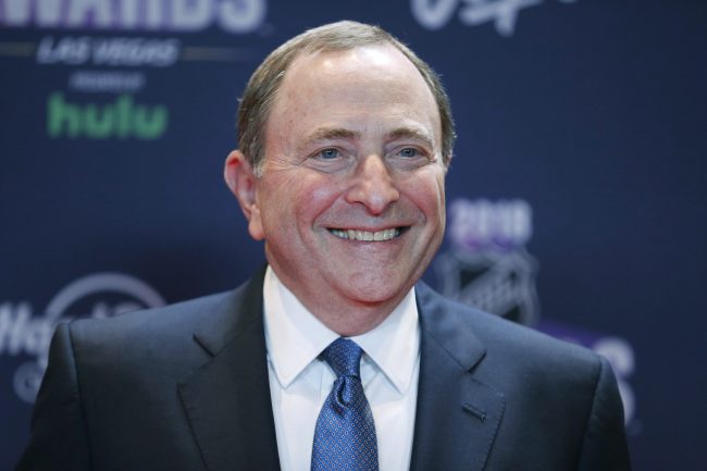 NHL commissioner Gary Bettman poses on the red carpet before the NHL Awards in Las Vegas, June 20, 2018.



