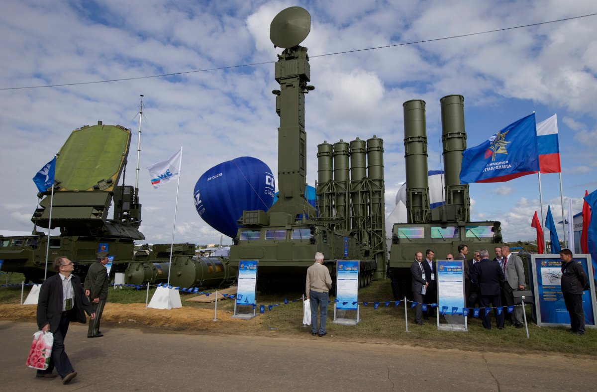 In this file photo taken on Tuesday, Aug. 27, 2013, Russian air defense system missile system Antey 2500, or S-300 VM, is on display at the opening of the MAKS Air Show in Zhukovsky outside Moscow, Russia. 