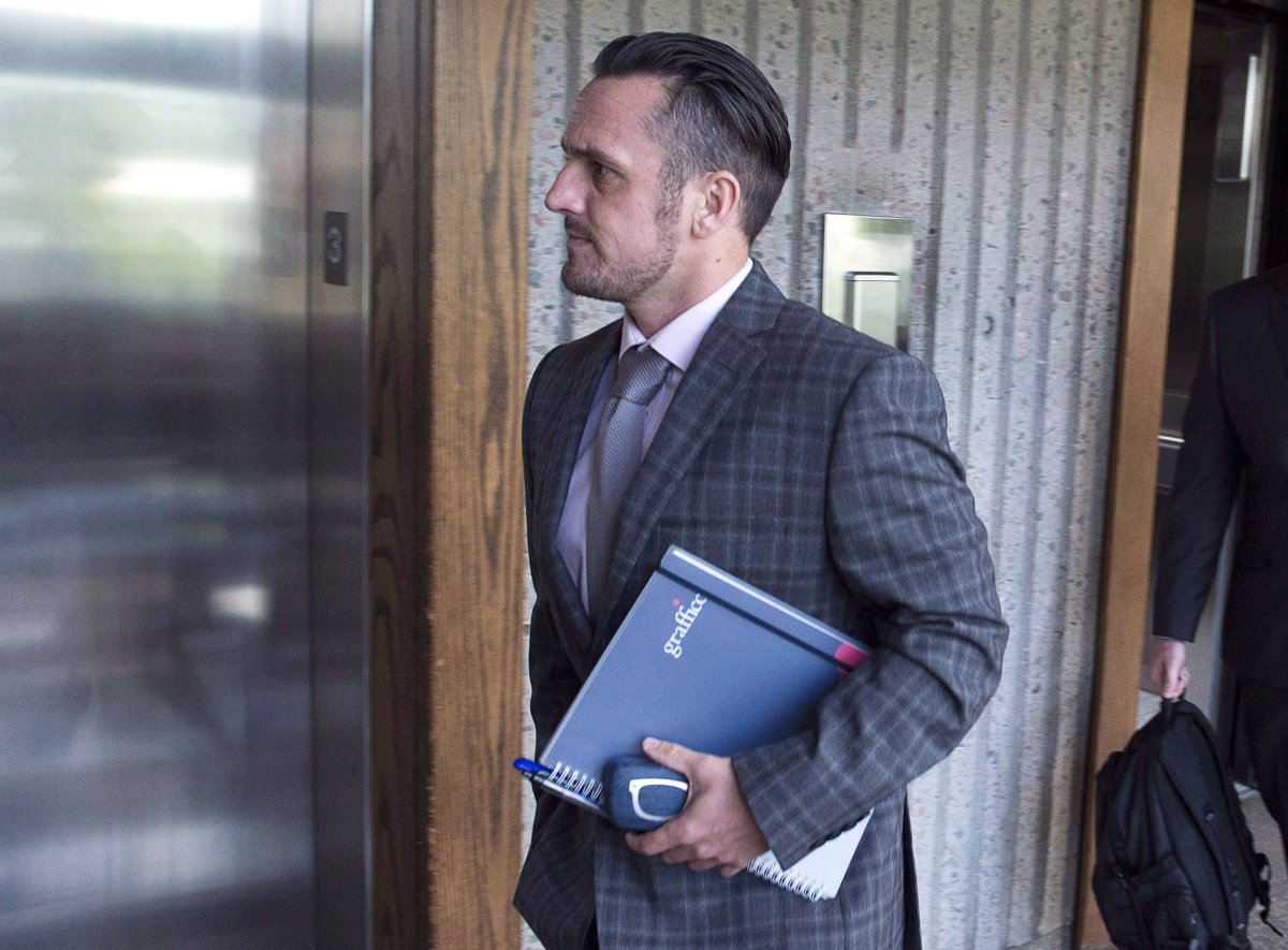 The trial of a British sailor will continue today in Halifax after the Crown stayed a sexual assault charge against the co-accused in the case. Simon Radford, a British sailor charged with sexual assault causing bodily harm, walks outside the court room in Nova Scotia Supreme Court in Halifax on Wednesday, Sept. 5, 2018.