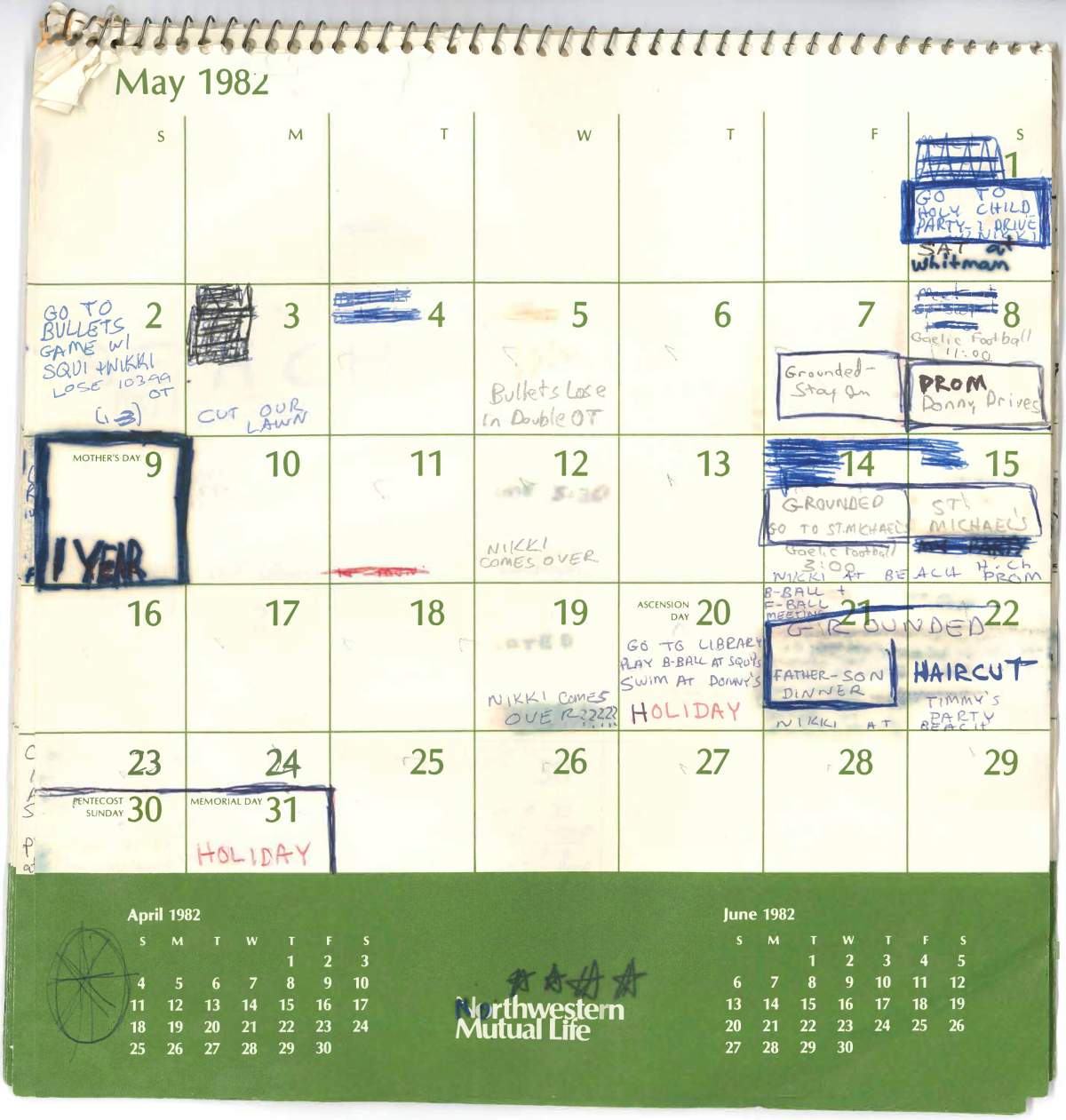 This image released by the Senate Judiciary Committee, Wednesday, Sept. 26, 2018 in Washington, shows Supreme Court nominee Judge Brett Kavanaugh’s calendar, from the Summer of 1982. 