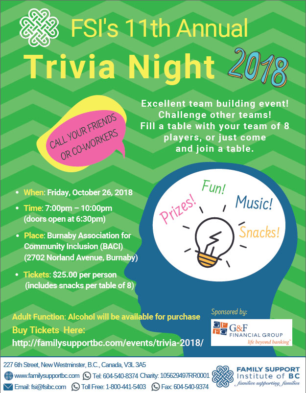 Family Support Institute’s 11th Annual Trivia Night - image