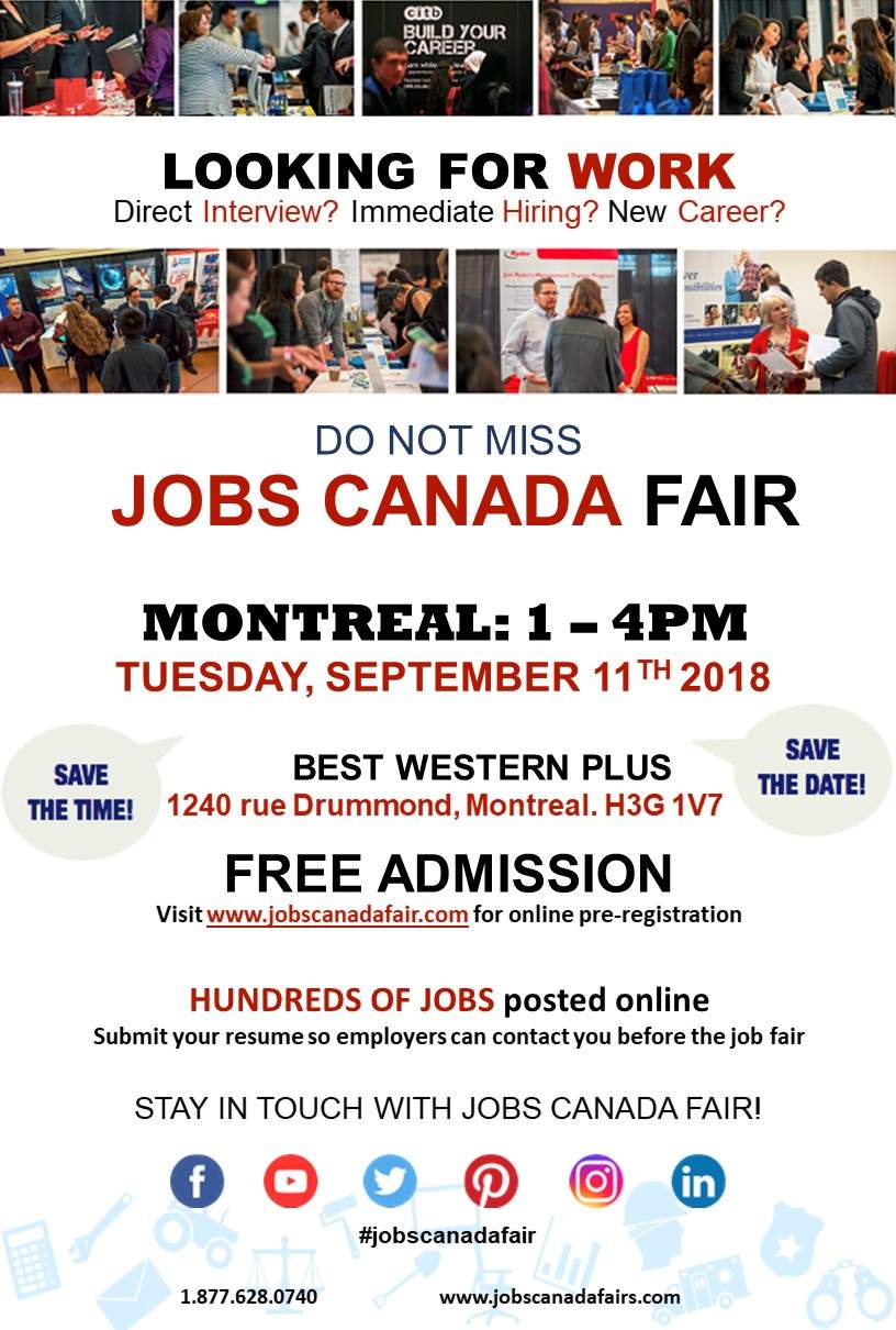 Free: Montreal Job Fair – September 11th 2018 - image