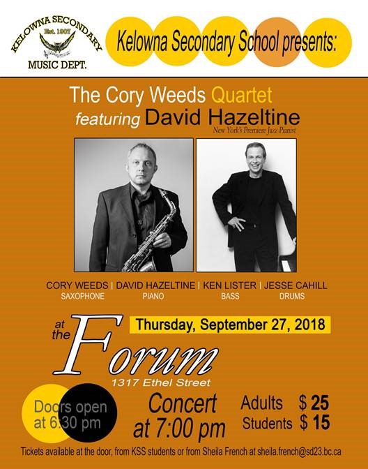 KSS Presents: The Cory Weeds Quartet - image