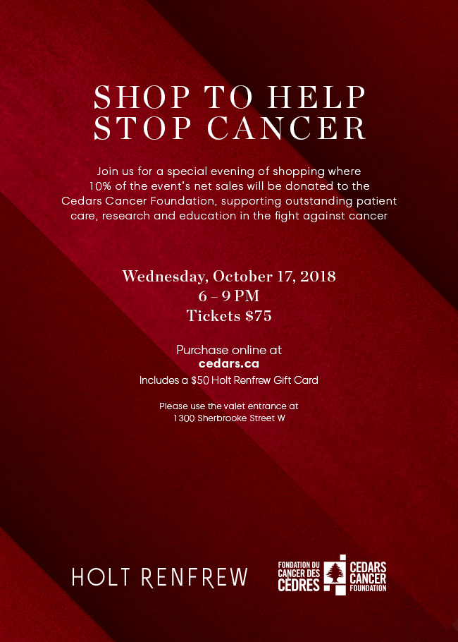 Cedars Private Shopping Night at Holt Renfrew: SHOP TO HELP STOP CANCER - image