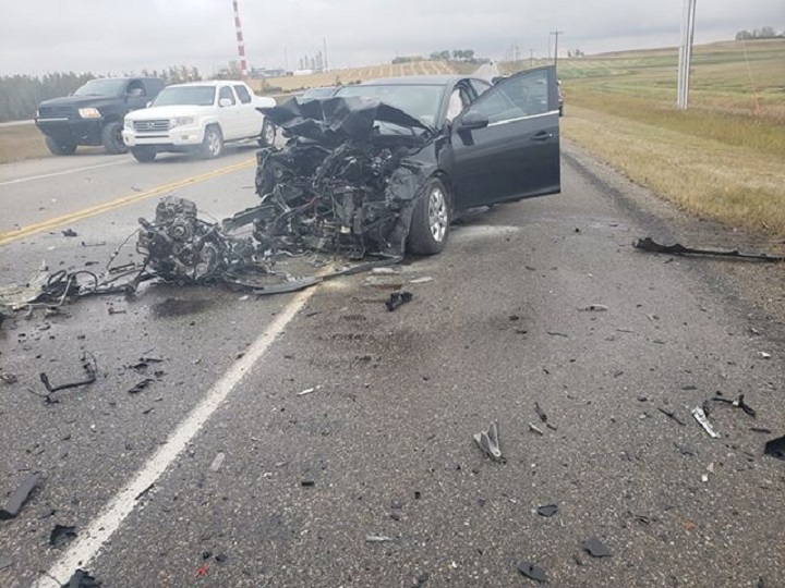 There was a serious two-vehicle, head-on collision on Highway 2A south of Crossfield on Tuesday evening, RCMP said.