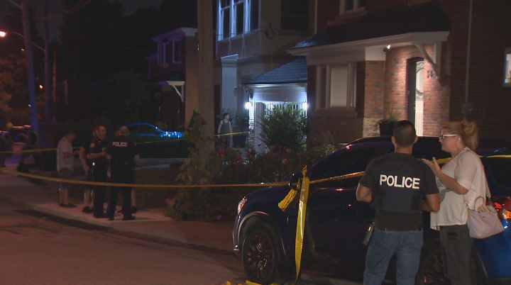 Toronto police on scene of a shooting on Alder Road. It was one of two overnight shootings in the city. 