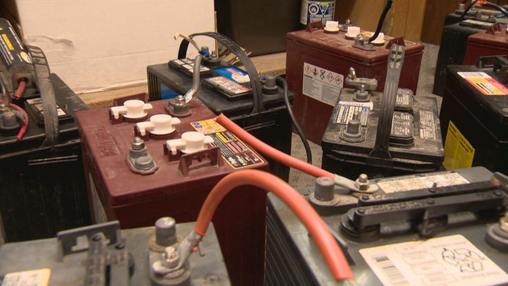 Recovered batteries at the Calgary West Campground.