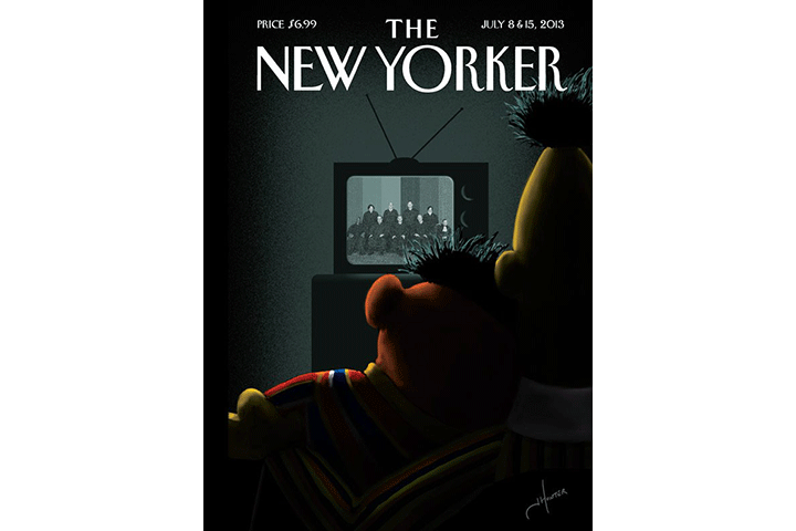 Bert and Ernie featured on the cover the New Yorker in 2013.