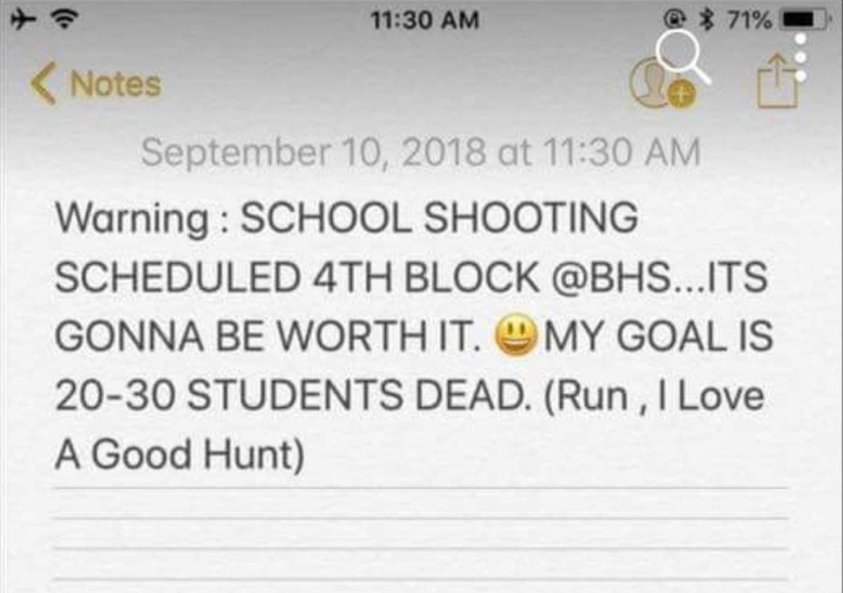 Police investigated after a threat was made on social media.