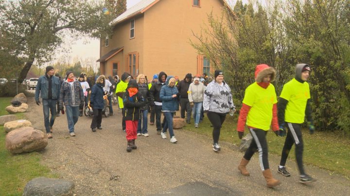 People participated in Saskatoon's Bladder Cancer Awareness Walk on Sunday morning.