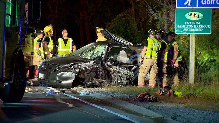 Emergency crews respond to a serious vehicle collision in Burlington on Sept. 20, 2018.