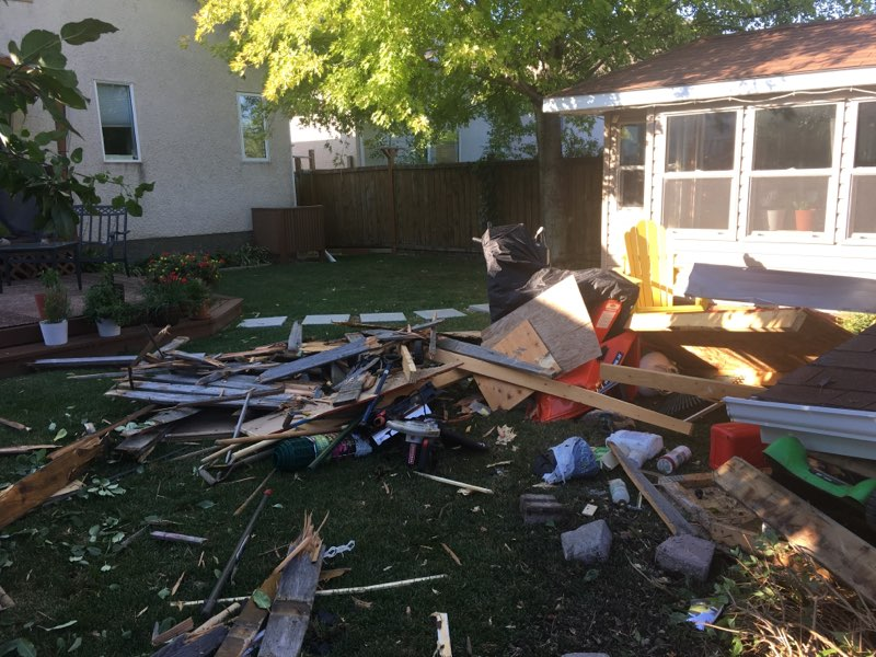 A shed was destroyed.