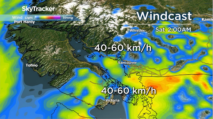 Strong winds expected overnight and Saturday morning.