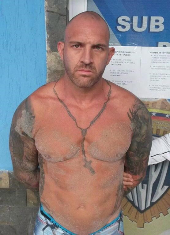 Steven Douglas Skinner is shown after being arrested in Playa El Yaque, on Margarita Island in Venezuela, in a police handout photo posted on Twitter by Cuerpo de Investigaciones Cientificas, Penales y Criminalisticas (CICPC) director Douglas Rico.