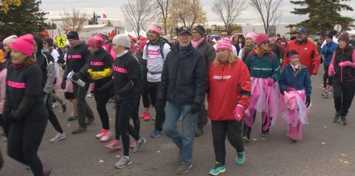 Hundreds turned out to Southcentre Mall in Calgary on Sunday for the Canadian Cancer Society CIBC Run for the Cure.