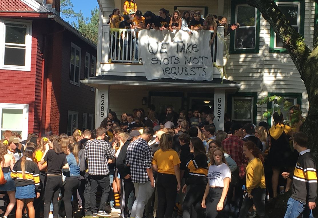 Dalhousie University students gather at a off-campus party on Jennings Street in Halifax on Saturday, Sept. 29, 2018. 