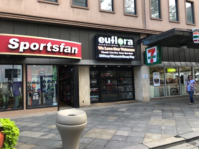 The street-level entrance to Euflora in Denver.