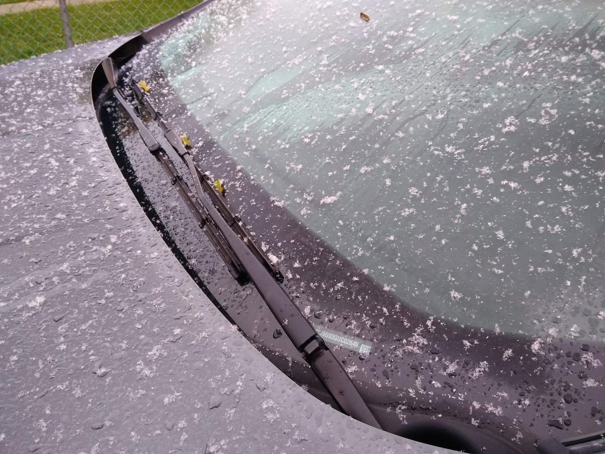 Snow. Snow on a windshield. In September.