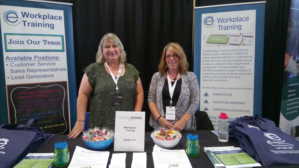 The e-workplace training booth at the London and Area Works job fair, Tuesday Sept. 25, 2018