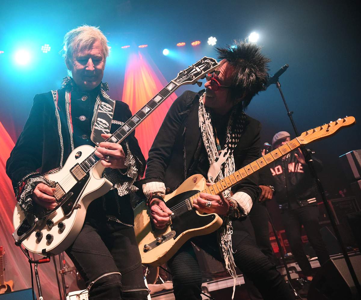 Gerry Leonard and Earl Slick perform during the Celebrating David Bowie concert at Buckhead Theatre on March 18, 2018, in Atlanta.