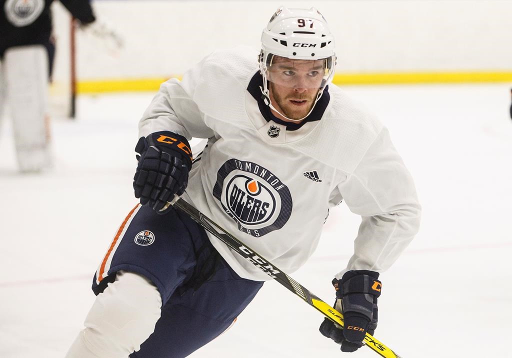 Edmonton Oilers’ Connor McDavid (97) skates during the Edmonton Oilers training camp in Edmonton, Alta., on Friday September 14, 2018. THE CANADIAN PRESS/Jason Franson