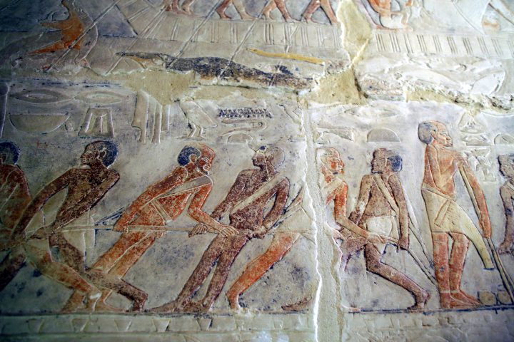 A view of a chamber of the tomb of Mehu, after it was opened for tourists at Saqqara area, Giza, Egypt, Sept. 8, 2018.