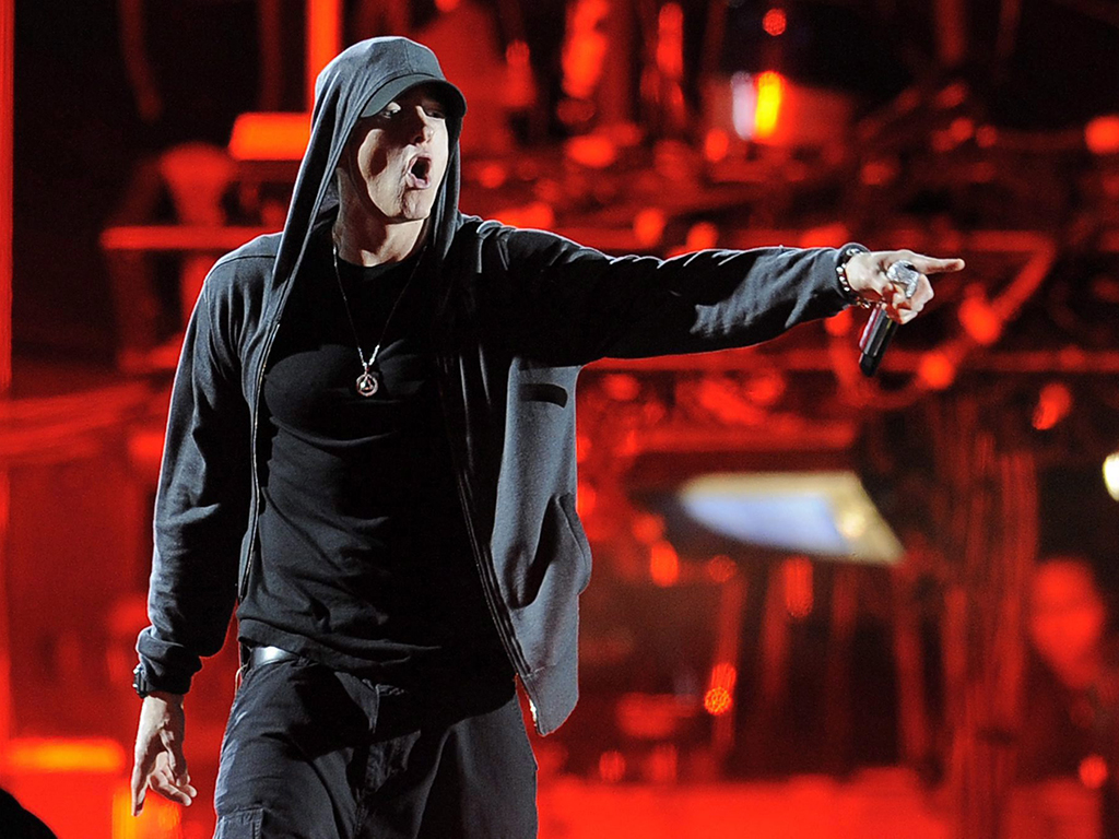 Eminem performs at the 2012 Coachella Valley Music and Arts Festival in Indio, California.