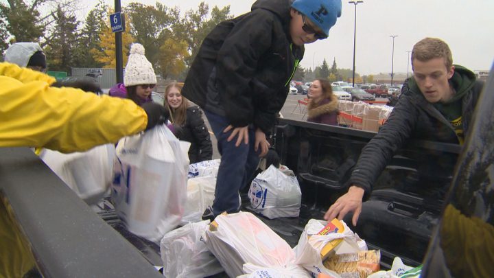 Seven-thousand volunteers collected non-perishables across Calgary for the City-Wide Food Drive on Saturday.