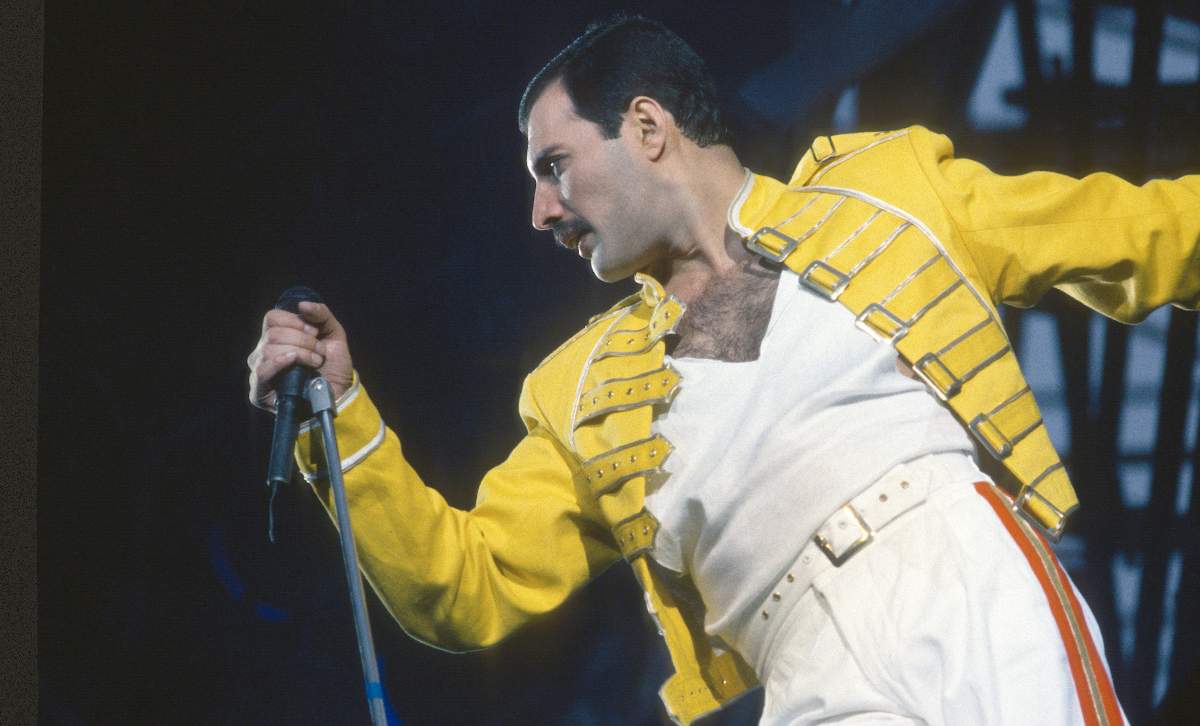 Freddie Mercury of Queen performs at a concert on Jan. 1, 1986, in London, England.
