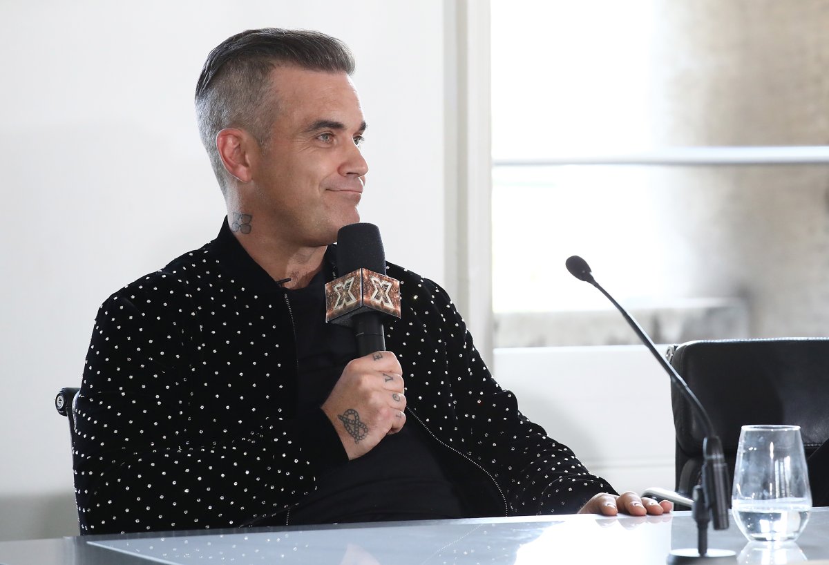 Robbie Williams during The X Factor 2018 launch at Somerset House on July 17, 2018 in London, England.  