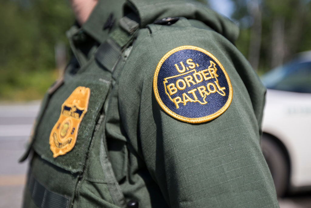 A patch on the uniform of a U.S. Border Patrol agent at a highway checkpoint in Maine.