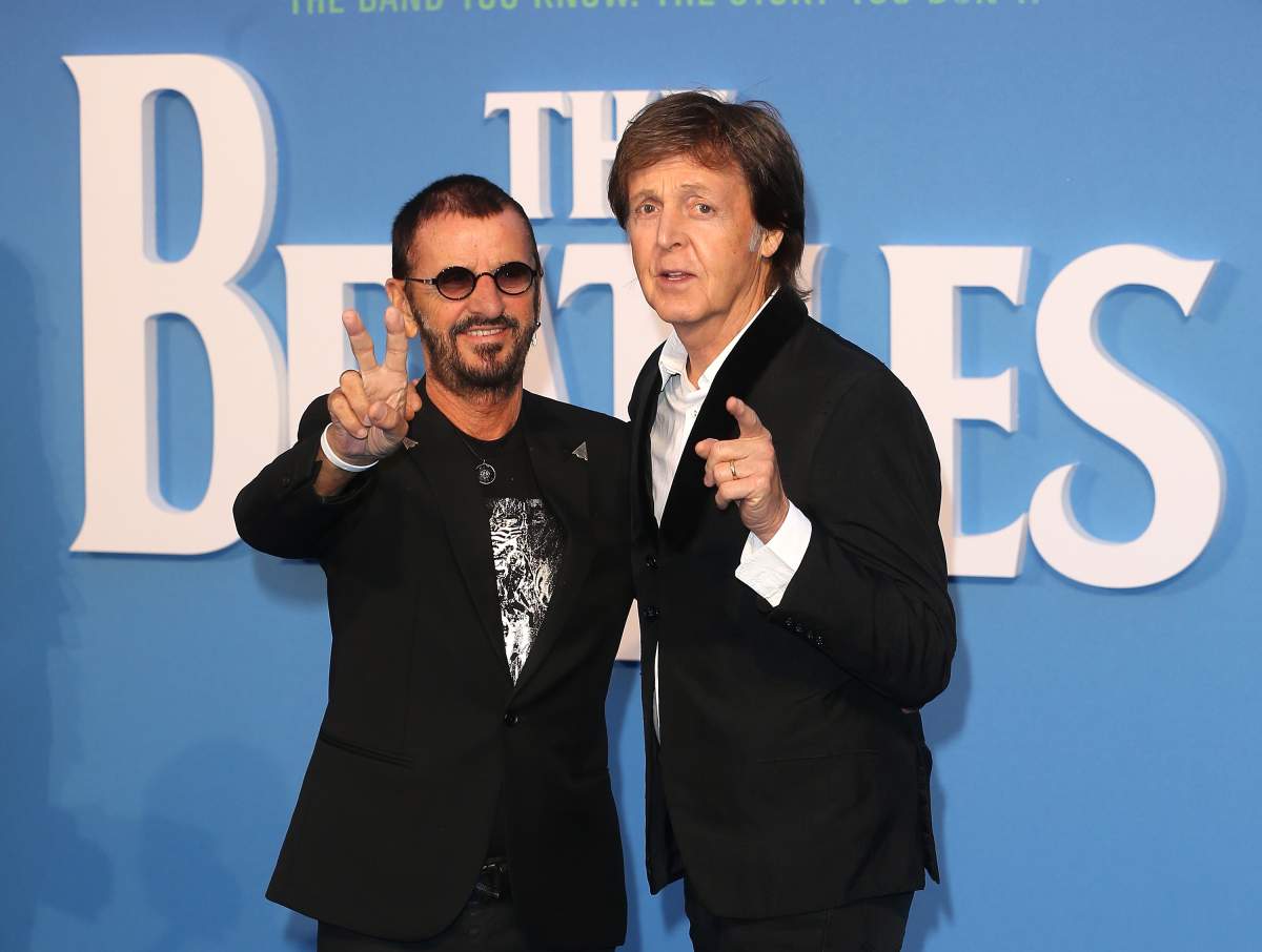 Ringo Starr and Sir Paul McCartney arrive for the World premiere for “The Beatles: Eight Days A Week at Odeon Leicester Square in London, England.