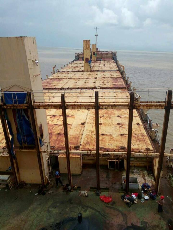 The deck of the Sam Ratulangi cargo ship, which was found deserted in late August, is shown in this image.