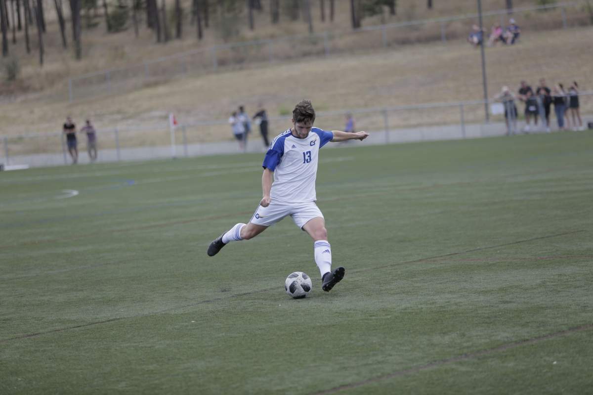 The captain of the UBC Okanagan Heat men's soccer team, Hamish Walde, scored the men's only goal on Saturday against Lethbridge. 