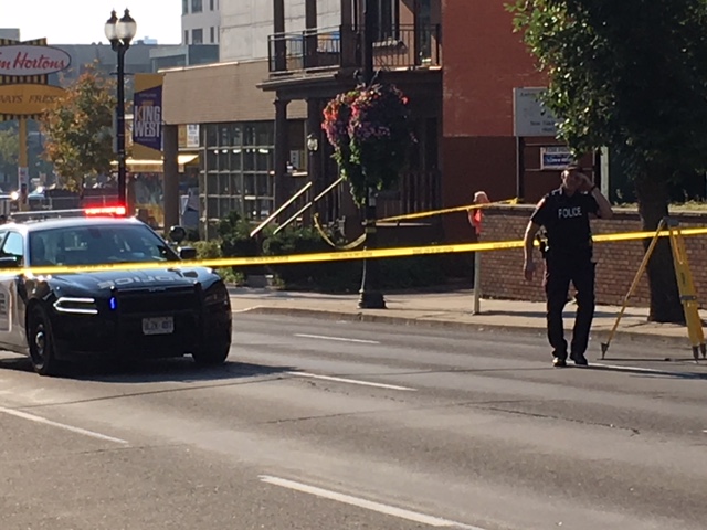 A driver fled the scene after a blue Mini Cooper struck a man believed to be in his 30's. It happened in the area between Caroline and Hess Street South.