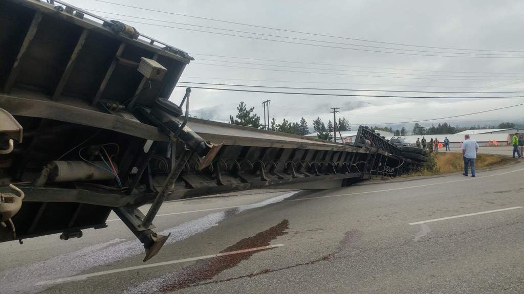 A truck rolled onto its side near Armstrong’s Pleasant Valley Road on Monday morning.