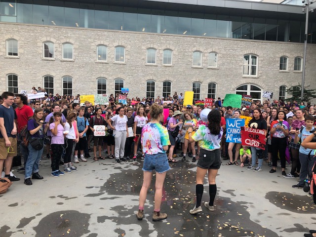 Hundreds of Guelph high school students rallied at city hall to protest changes to the province's sex-ed curriculum.
