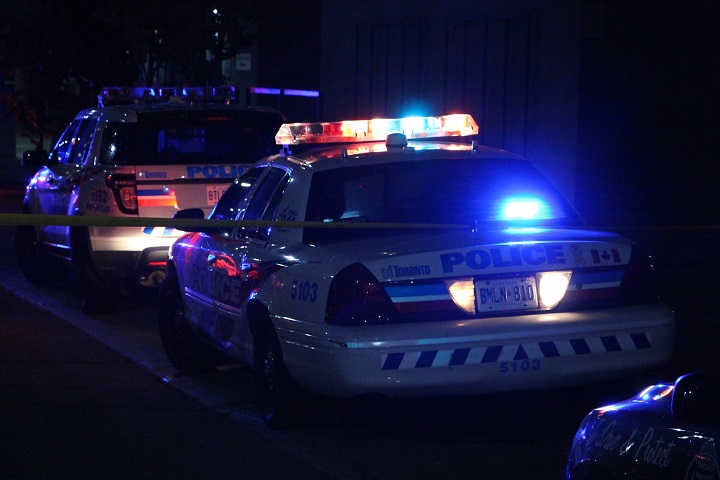 Toronto Police Service cruisers in the city's downtown.