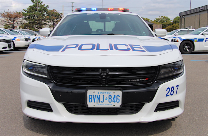 A Peel Regional Police cruiser is seen at the 12 Division station.