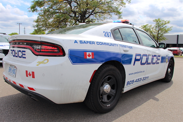 A Peel Regional Police cruiser is seen at the 12 Division station.