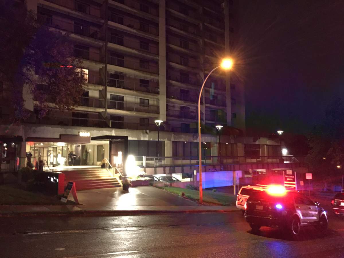 Police and EMS were called to the Rossdale House apartment building at 9825 103 Street in downtown Edmonton early Wednesday morning. September 12, 2018.