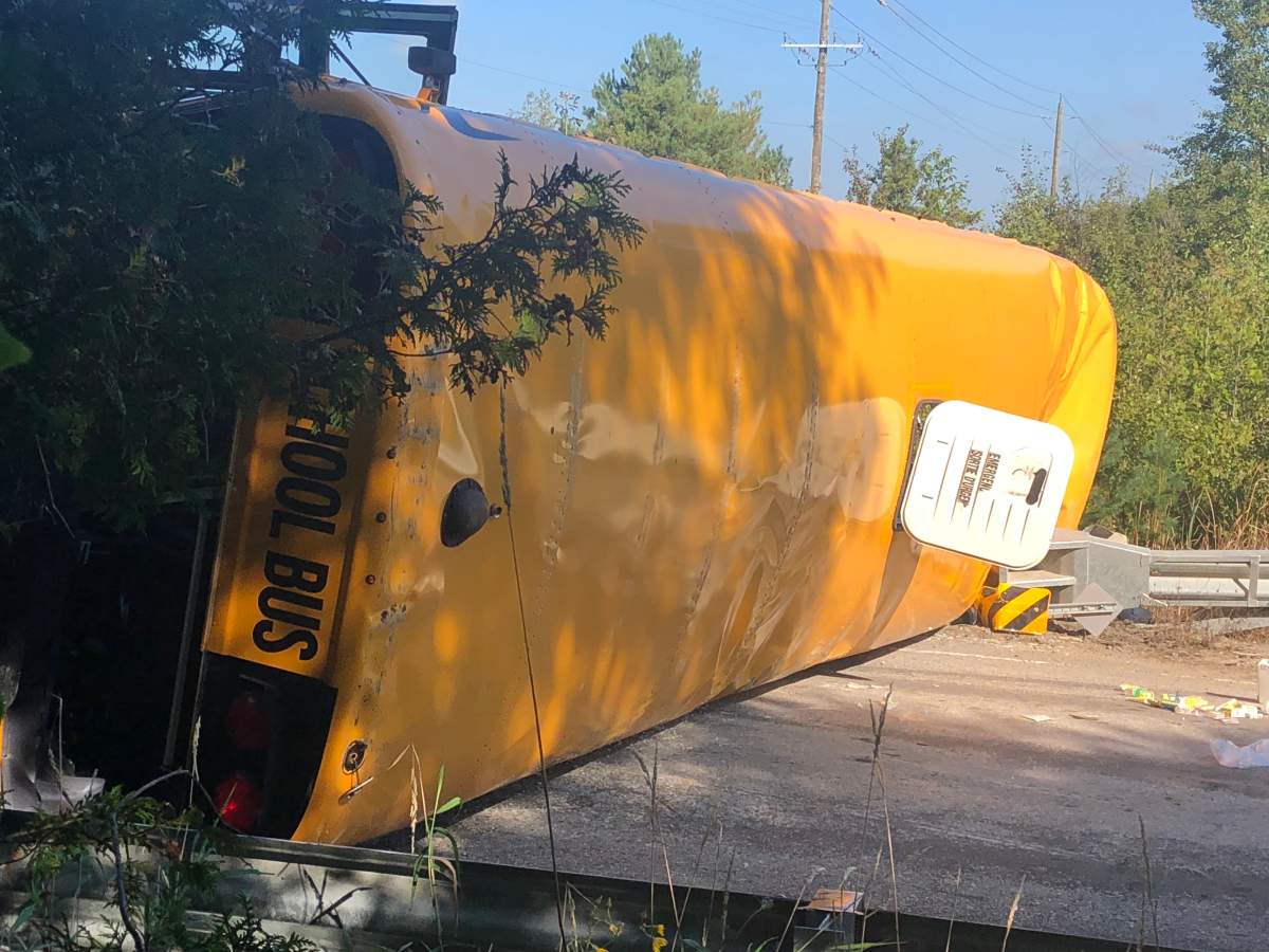 Innisfil resident Lisa Taylor says students were forced to climb out of the bus through the hatch.